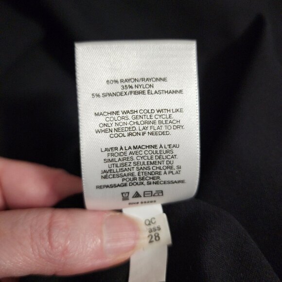 Express Fit & Flare Black V-Neck 3/4 Puff Sleeve w/Ruffle Hem Dress Size XS - Picture 5 of 6